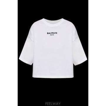 Balmain Crop 로고 T 셔츠 HF1EE145BD10GAB TP576485894