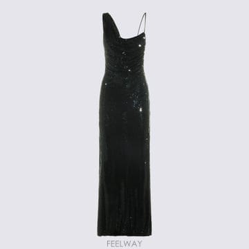 26FW Self portrait 블랙 RHINESTONE DRAPED MAXI 드레스 PF26041XB블랙