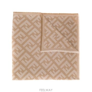 26SS Fendi Ff Shawl In 베이지 울 앤 캐시미어 FXT069A669F0QB9 TP571744