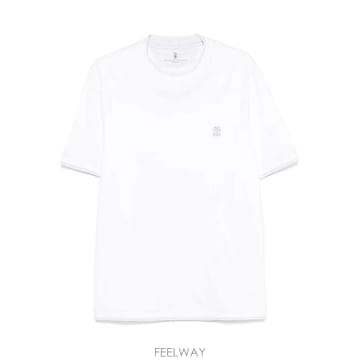 26SS 브루넬로 쿠치넬리 코튼 저지 crew 넥 T 셔츠 with 로고 앤 faux layering M0B