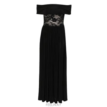 26SS 짐머만 롱 블랙 드레스 With Bardot 넥라인 7047DC261BLK TP572144844