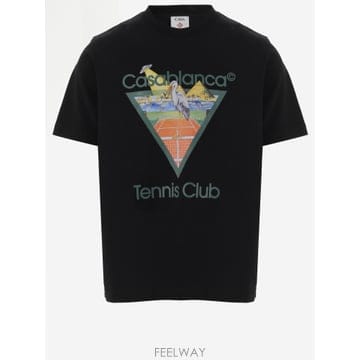 26FW CASABLANCA tennis club triangle 블랙 코튼 t 셔츠 MPF26JTS0011
