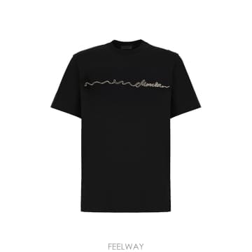 26SS Moncler 블랙 코튼 t 셔츠 8C0001789B8Y999 TP576922383
