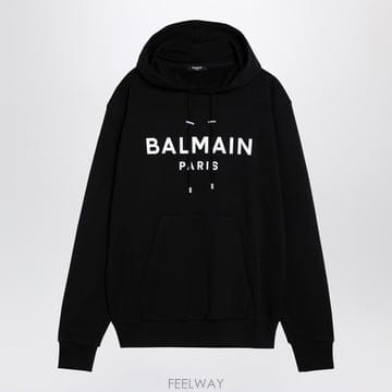26SS Balmain 로고 프린트 후드티 DH1JR002BB65EAB TP571827034