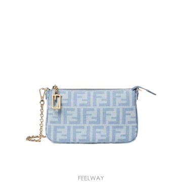 26FW Fendi Ff 데님 Baguette 파우치 Light 블루 8BS073AY6YF1X25 TP576