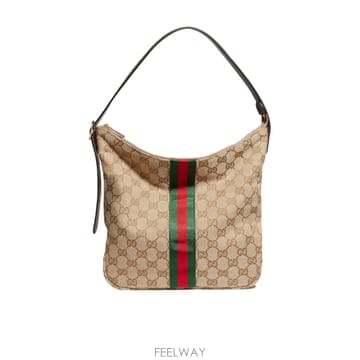 구찌 Lunetta 베이지 미디움 핸드백 with Web Stripe in GG Canvas for 맨 87