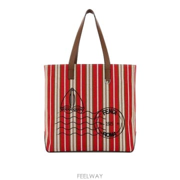 FENDI 25FW Fendi Shopping �� M Canvas Stripes Rosso 7VA657AUGUF1SCQ25FW Fendi Shopping �� M Canvas Stripes Rosso 7VA657AU