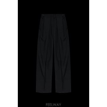 26SS Balmain 울 와이드 레그 trousers GH0PO140WD490PA TP574702996