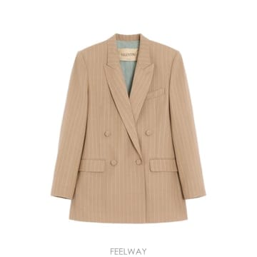 Valentino 26FW Valentino Double Breasted Pinstripe ���� in Mud ���̺��� Virg26FW Valentino Double Breasted Pinstripe ���� in Mud 