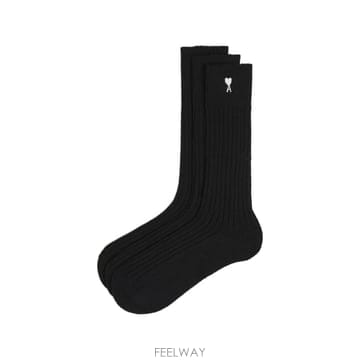 Ami 26SS AMI PACK TROIS CHAUSSETTES DE COEUR NOIR USC611AK00070126SS AMI PACK TROIS CHAUSSETTES DE COEUR NOIR USC611AK