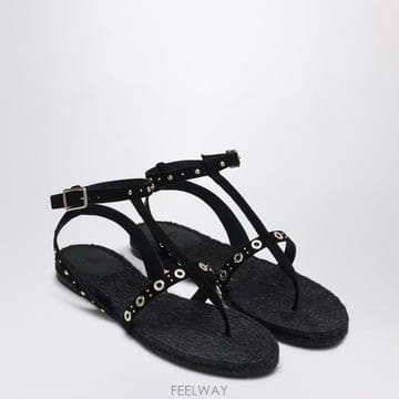 25SS CASTANER 로우 heeled 블랙 Pati with studs 025737SU100 TP577