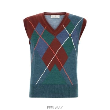 26FW 비비안 웨스트우드 Embroidered 울 blend Argyle 베스트 2701003BC00A0O