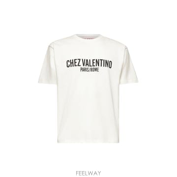 25SS Valentino 코튼 T 셔츠 WITH CHEZ 프린트 6V3MG16PAPGA03 TP576031