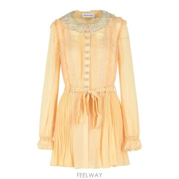 26SS Self portrait Cream Viscose 미니 드레스 RS26034STTAN TP57212