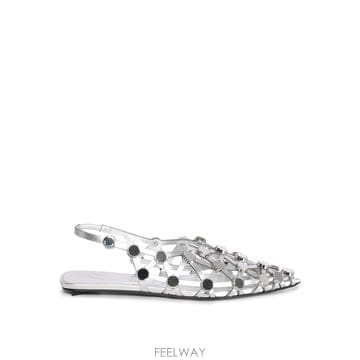 THE ATTICO 25SS ���Ƽ�� Silver nappa ���� Grid ballerinas 250WSH00801LBT112S25SS ���Ƽ�� Silver nappa ���� Grid ballerinas 250WSH