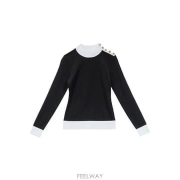 칼라거펠트 버튼 디테일 스웨터