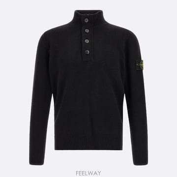 26FW 스톤 아일랜드 하프 니트 집업 블랙 L2S155100040 S00A3 V0029