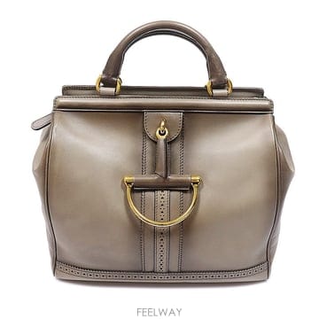 Gucci(구찌) 296900 그레이 카프스킨 브로그 듀일리오 탑핸들 토트백