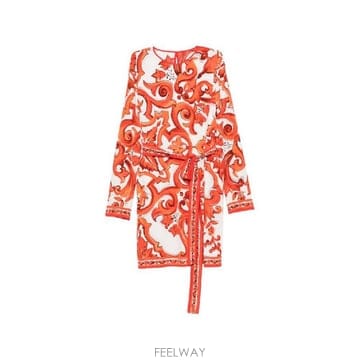 Dolce&Gabbana �׶�����Ÿ �ؿ� ��ü�ذ��ٳ� ���� MAIOLICA PRINT SILK DRESS F6TVCTGDDRJS900�׶�����Ÿ �ؿ� ��ü�ذ��ٳ� ���� MAIOLICA PRINT SILK 