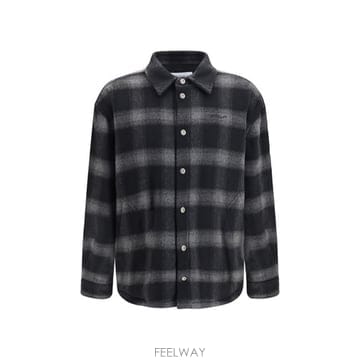 해외 이태리배송 AW26 오프 화이트 남성 패딩 플란넬 재킷 OMER09TF26FAB00100_001