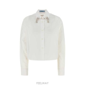 PRADA 25SS ����� CAMICIA BOXY IN POPELINE RICAMATA P472HRSOOO155WF0025SS ����� CAMICIA BOXY IN POPELINE RICAMATA P472HRSO