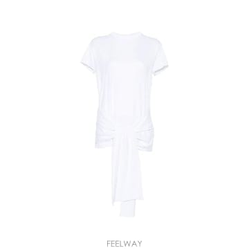 26FW Toteme 소프트 코튼  쇼트 sleeves  타이 웨이스트 design  263WRT0755FB