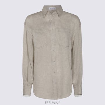 25FW 브루넬로 쿠치넬리 Linen 셔츠 with Shiny 커프스 MM633RD646C200 TP5718