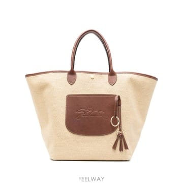 LONGCHAMP 숄더 백 in canvas with 브라운 레더 trims  Features an exte