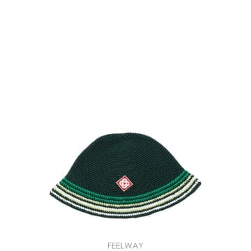 카사블랑카 스트라이프 크로셰 모자 그린