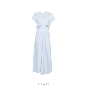 토템 슬라우치 웨이스트 롱 드레스 스카이 블루
