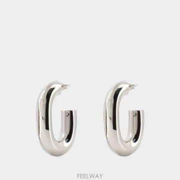 25SS 파코라반 Silver plated metal hoop earrings  Broad mesh desi