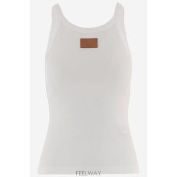 26FW Fendi 탑 Fendi 슬림 핏 in cotone con spalline e 로고 applicat