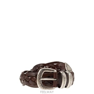 24FW 브루넬로 쿠치넬리 Braided 카프 스킨 벨트 with detailed buckle 앤 팁 MAU