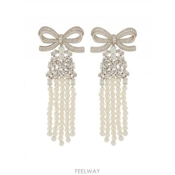 25FW Self portrait DROP EARRINGS WITH 보우 PF25601ESLSILVER TP