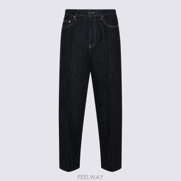 26FW 파비아나 필리피 와이드 레그 stretch 코튼 데님 jeans with contrast stitc
