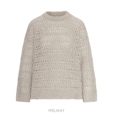 브루넬로 쿠치넬리 Crew 넥 스웨터 In Openwork Linen Yarn MCO564700C1600 T