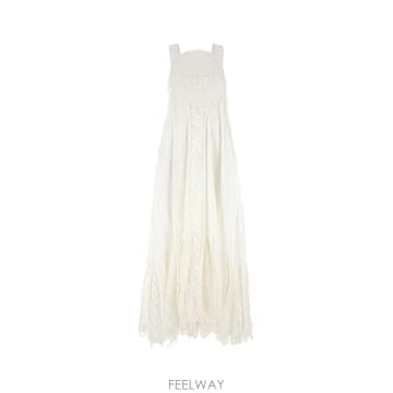 Loewe [X45]�ο��� S616Y09XBD WHITE ���� ���ǽ� �� �̵� �̴� �巹�� White cotton an[X45]�ο��� S616Y09XBD WHITE ���� ���ǽ� �� �̵� �̴� 