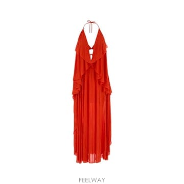Loewe [X45]�ο��� S616Y09XC4 ORANGE ���� ���ǽ� �� �̵� �̴� �巹�� Orange crepe P[X45]�ο��� S616Y09XC4 ORANGE ���� ���ǽ� �� �̵� �̴�