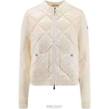 (당일) 26FW 몽클레어 로고 패치 아이보리 여성 패딩 가디건 L2093 9B00004 M1113 003