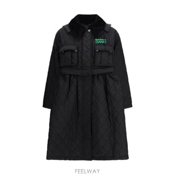 바버 X 가니 퀼팅 후드 코트