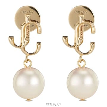 26FW 지미 추 귀걸이 JCPEARLEARRINGDXQGOLDWHITE TP570557535