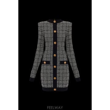 26SS Balmain Tweed 드레스 with lurex thread GF1R8920KJ48EER TP5