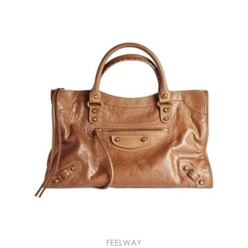 26SS Balenciaga Le 시티 미디움 백 in camel antique 골드톤 823058210F6