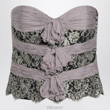 25FW Valentino Grey mauve 골드톤 chiffon 실크 탑 7B0AEB309RDCC2 TP