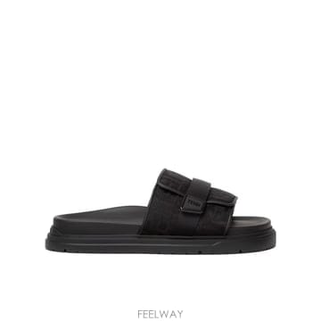 26SS Fendi Sliders Chunky Fendi in nylon con monogram FF jac