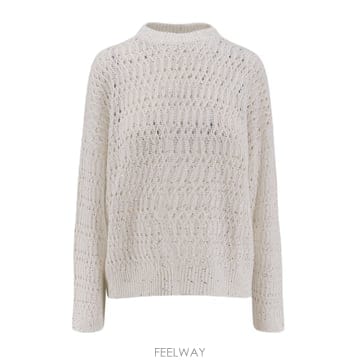 26SS 브루넬로 쿠치넬리 Linen openwork crew 넥 점퍼 with sequins MCO5647