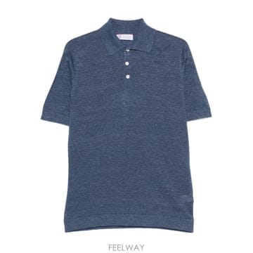 26SS 브루넬로 쿠치넬리 Melange 블루 linen blend 폴로 셔츠 M2L00315C7860 TP
