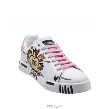 26SS 돌체앤가바나 핸드 Painted 화이트 레더 Sneaker CK2398A0259BI832 TP578