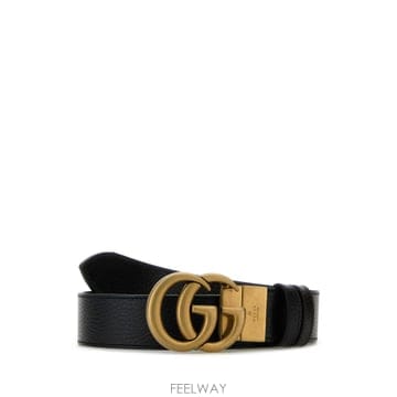 구찌 Reversible 블랙 브라운 레더 벨트 with Double G Buckle 627055CAO2T1