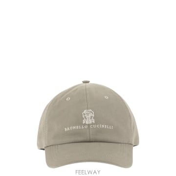 브루넬로 쿠치넬리 베이스볼 cap in garment dyed 트위스트 코튼 gabardine with em